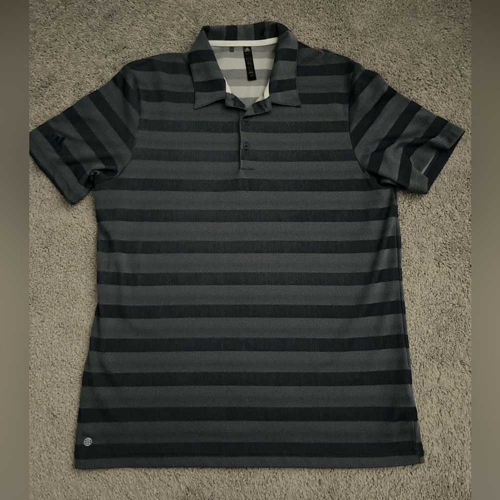 Adidas Men’s Gray Striped Polo Size L